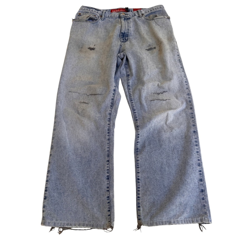 Vintage Quiksilver QuikJean Baggy Skater‎ Jeans Light Wash Distressed 34x30 Y2K